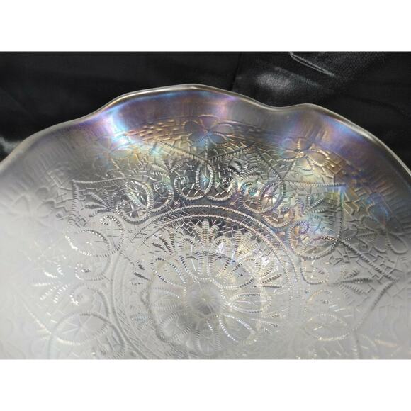 Antique Northwood Hearts and Flowers Iridescent Carnival Pedestal Compote Dish - Picture 4 of 10